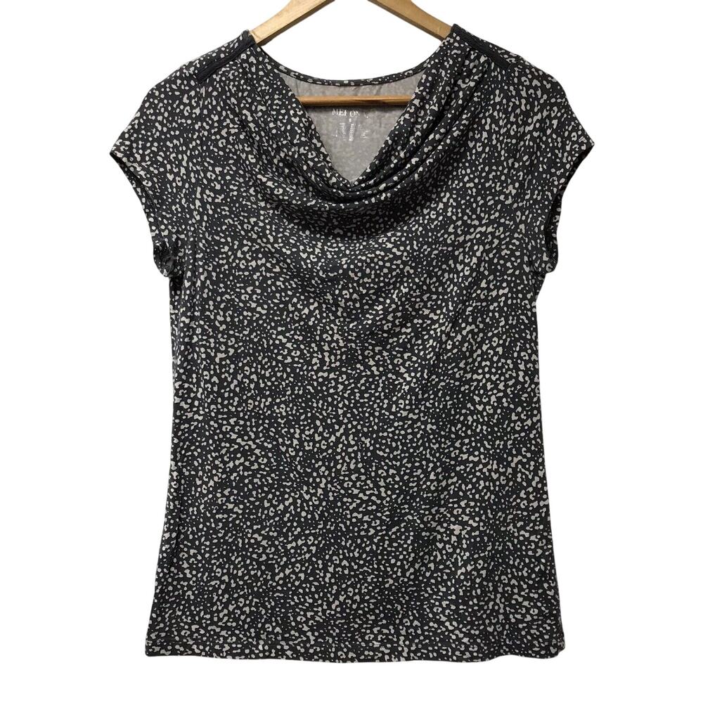 Merona Top Womens Small Gray White Cowl Neck